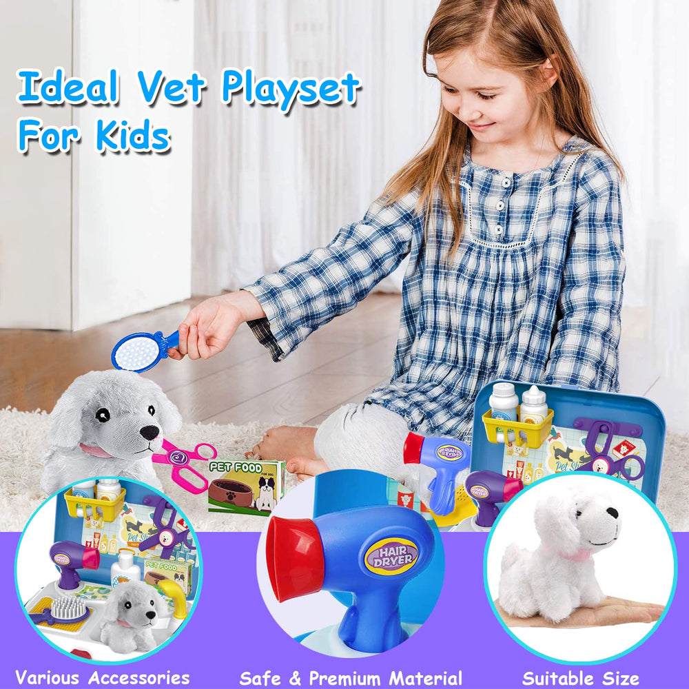 TEUVO Pet Care Playset pet carrier backpack enables easy transport during simulated pet care.