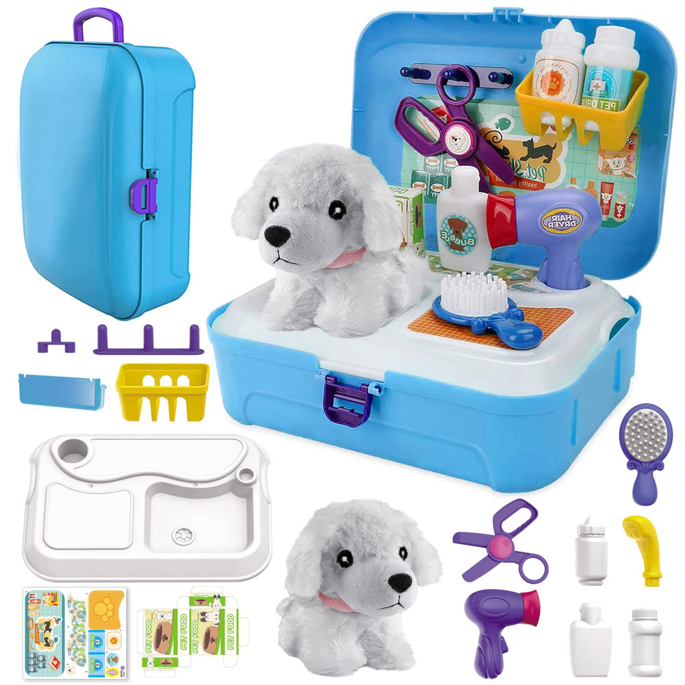TEUVO Pet Care Playset plush dog ideal for imaginative pretend play and cuddly companionship.