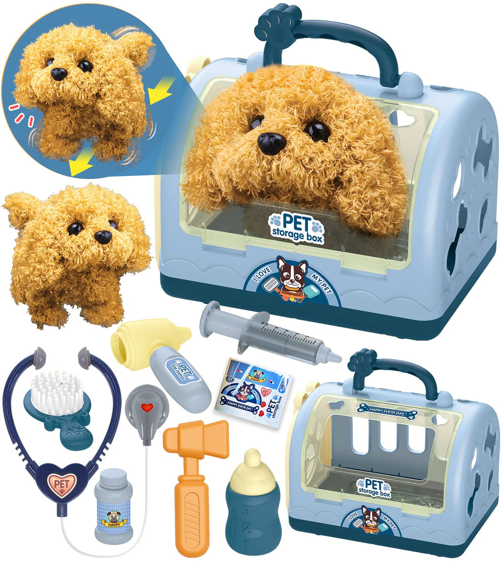 TEUVO Pet Care Playset plush puppy ready for cuddles during pretend vet visits for imaginative play.