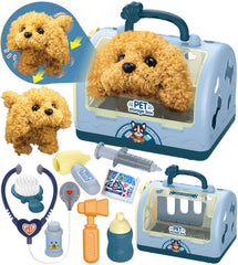 TEUVO Pet Care Playset plush puppy ready for cuddles during pretend vet visits for imaginative play.