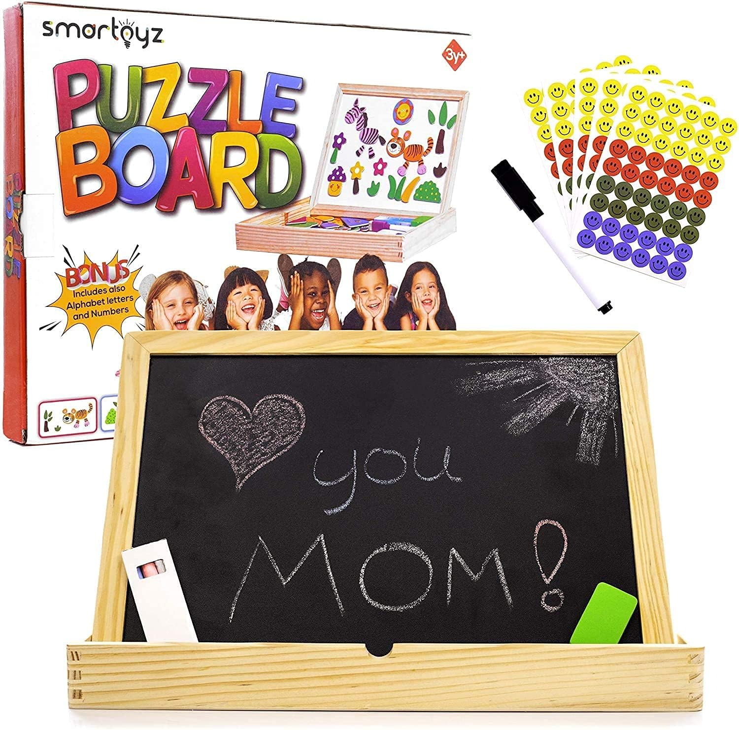 Tevelo XL magnetic whiteboard surface showcasing alphabet magnets