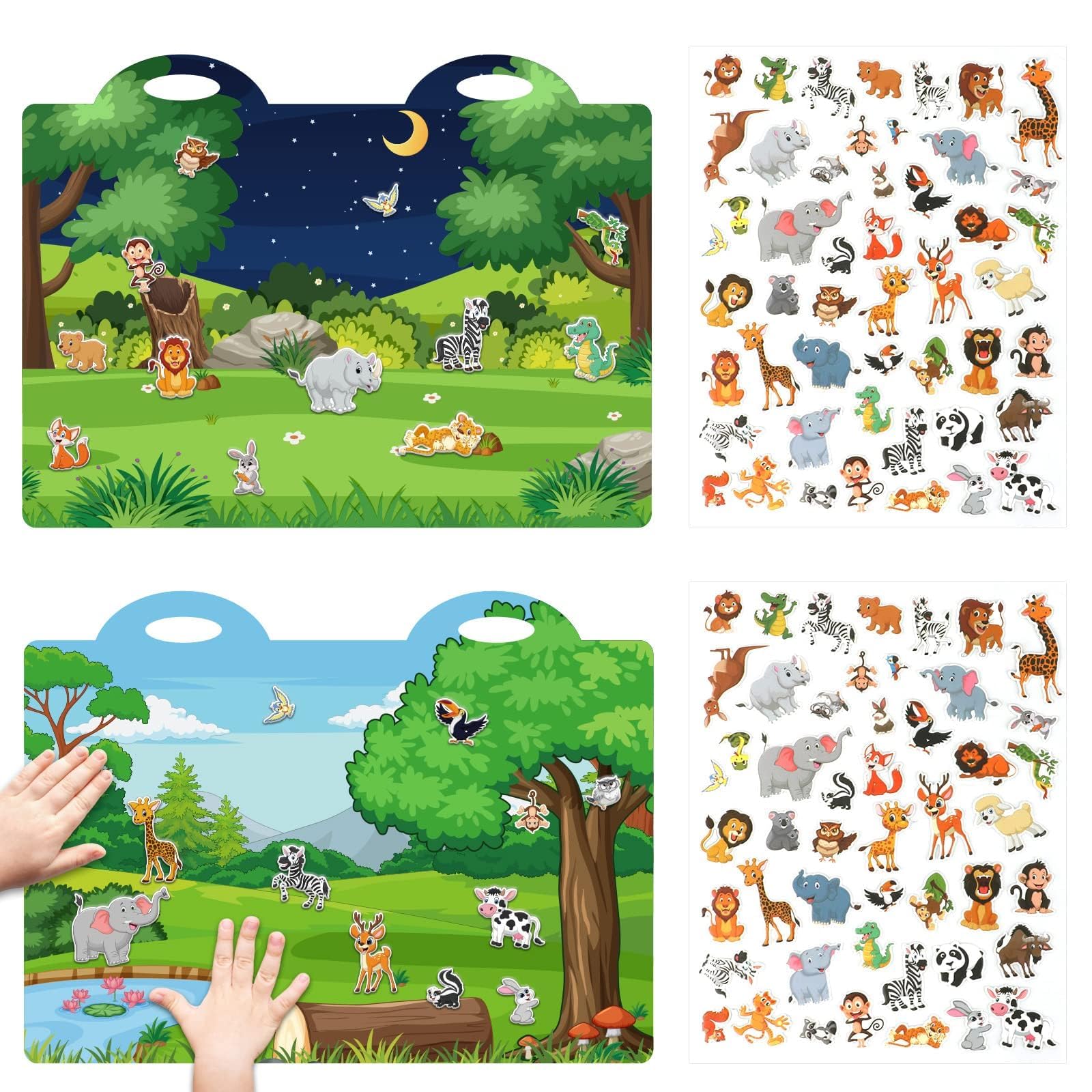 Tevxj 3D jungle animals sticker set brightens windows for imaginative play.