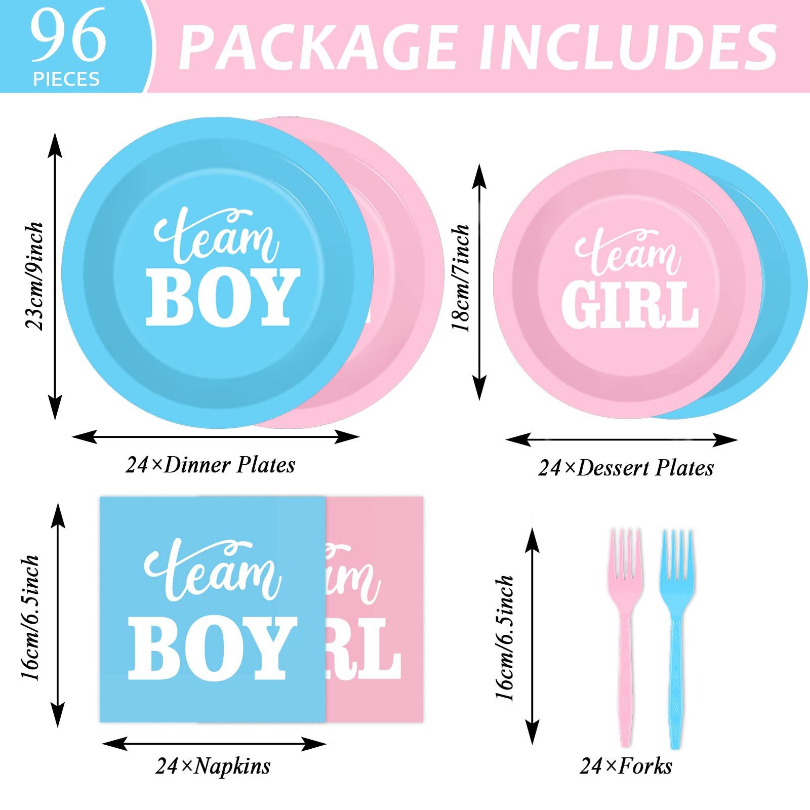 Tevxj 96-pcs gender reveal napkins 13-inch absorbent for tidy mess control