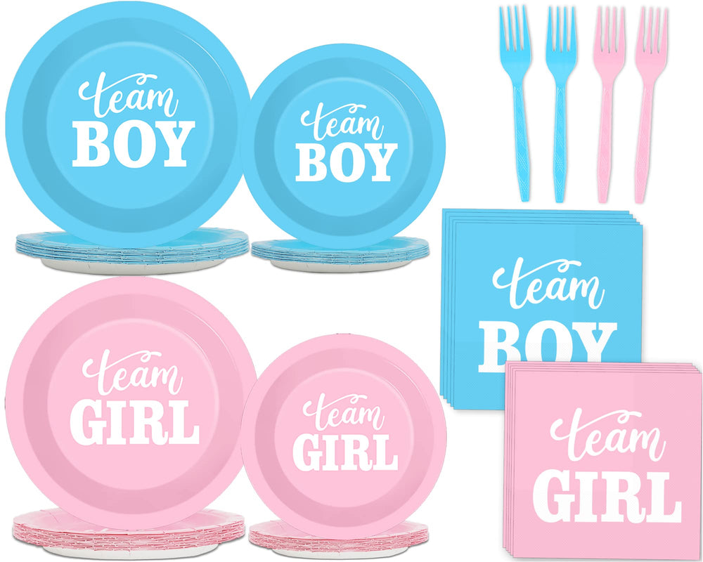 Tevxj 96-pcs gender reveal plates 9-inch for quick party setup