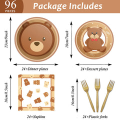 Tevxj bear 7-inch plates for dessert courses at a bear baby shower