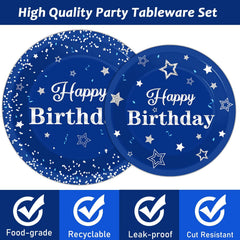 Tevxj birthday forks navy blue and silver sturdy cutlery