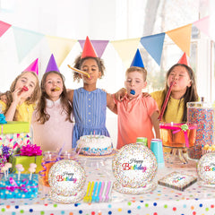 Tevxj confetti-sprinkles-party-kit pairs plates, napkins, and forks for simple setup.