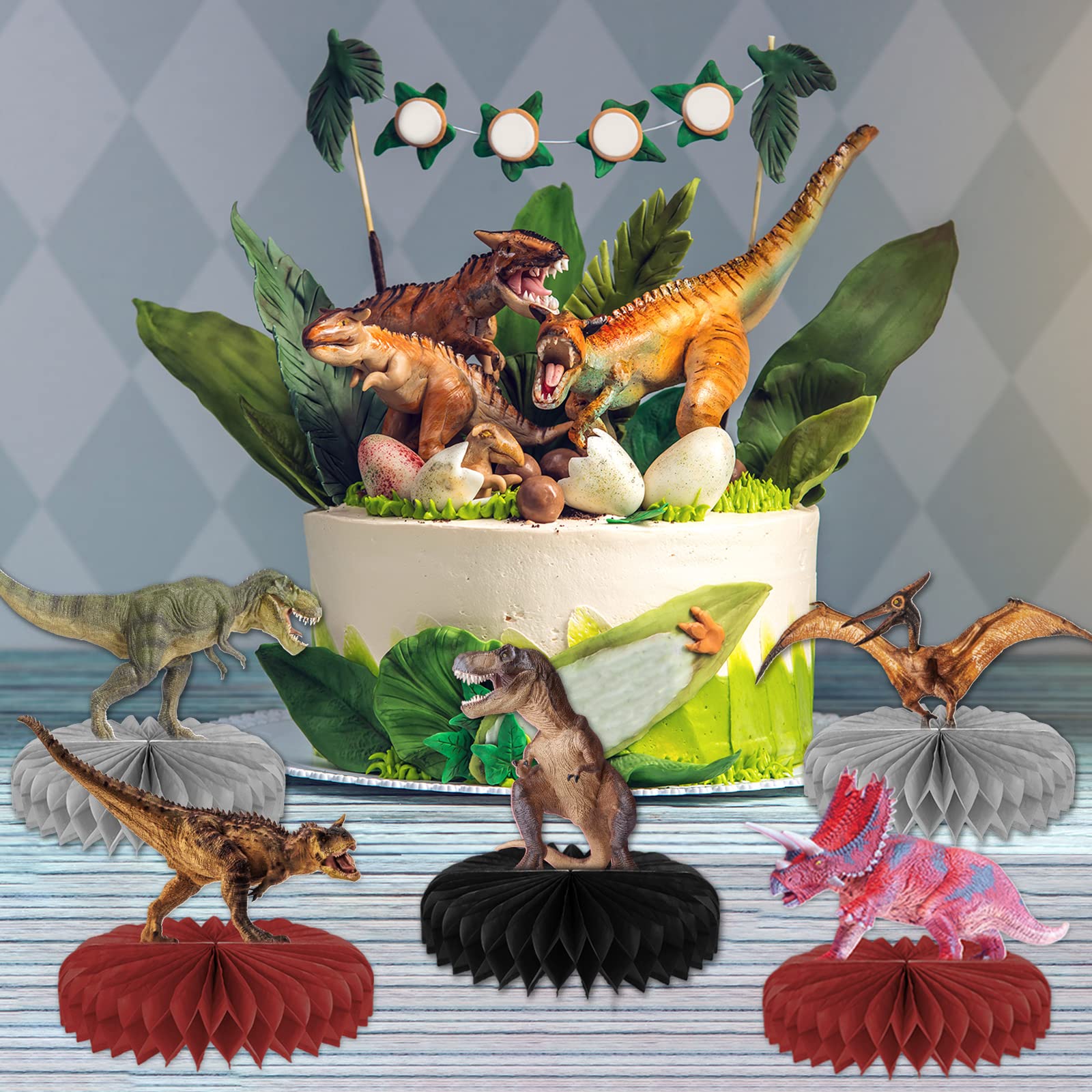 Tevxj dinosaur centerpiece triceratops, bold party accent for guests.