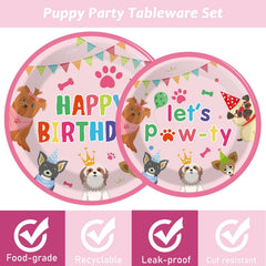 Tevxj dog theme plates 7-inch for snacks or desserts.