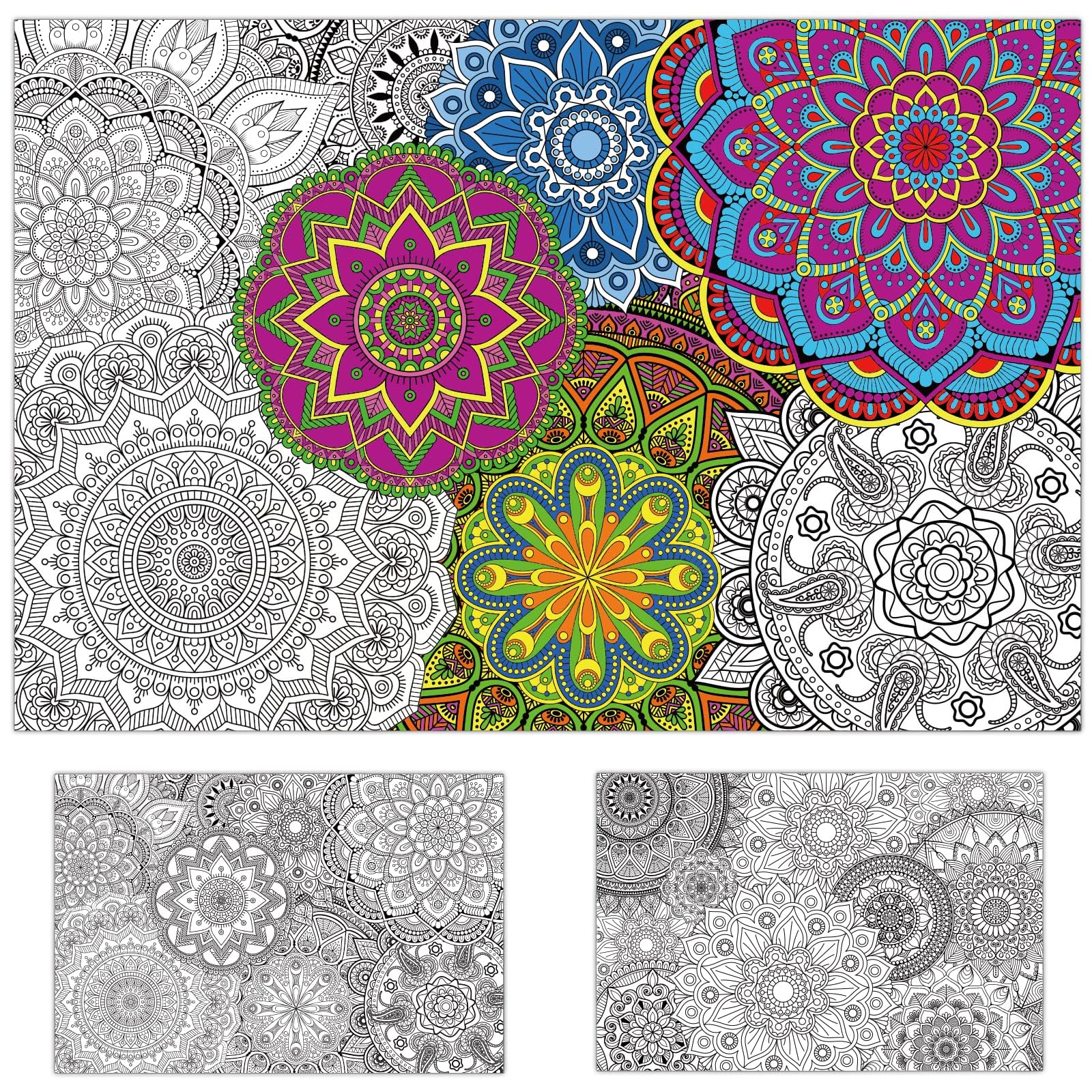 Tevxj giant mandala poster 39x26 front view for shared coloring