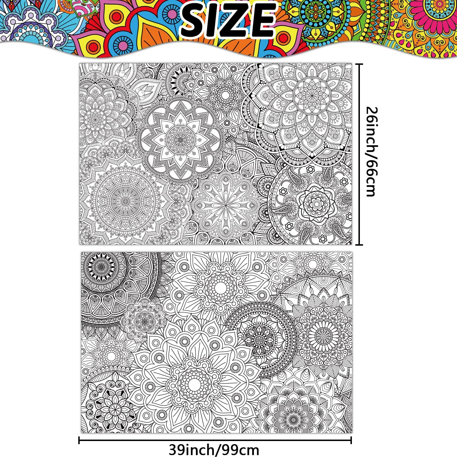 Tevxj mandala poster family coloring setup invites group creativity
