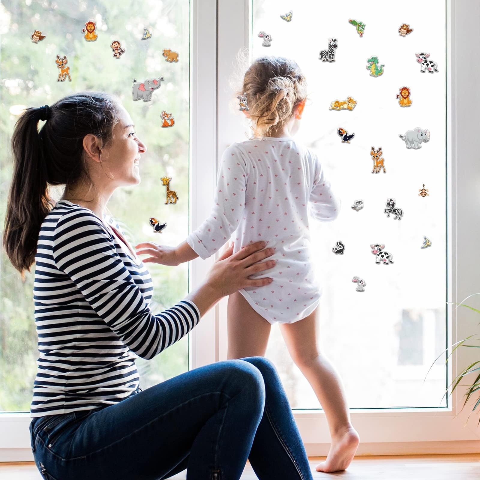 Tevxj removable safari window decor suits classrooms and bedrooms.