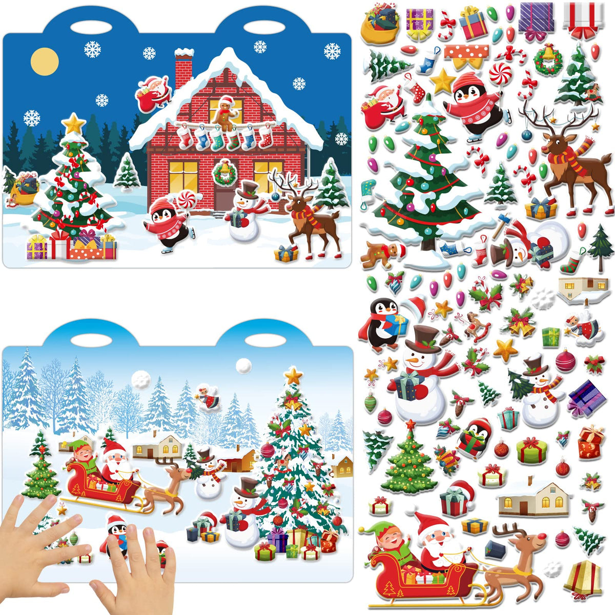 Tevxj Winter 3D Puffy Stickers brighten windows with reusable holiday decor.