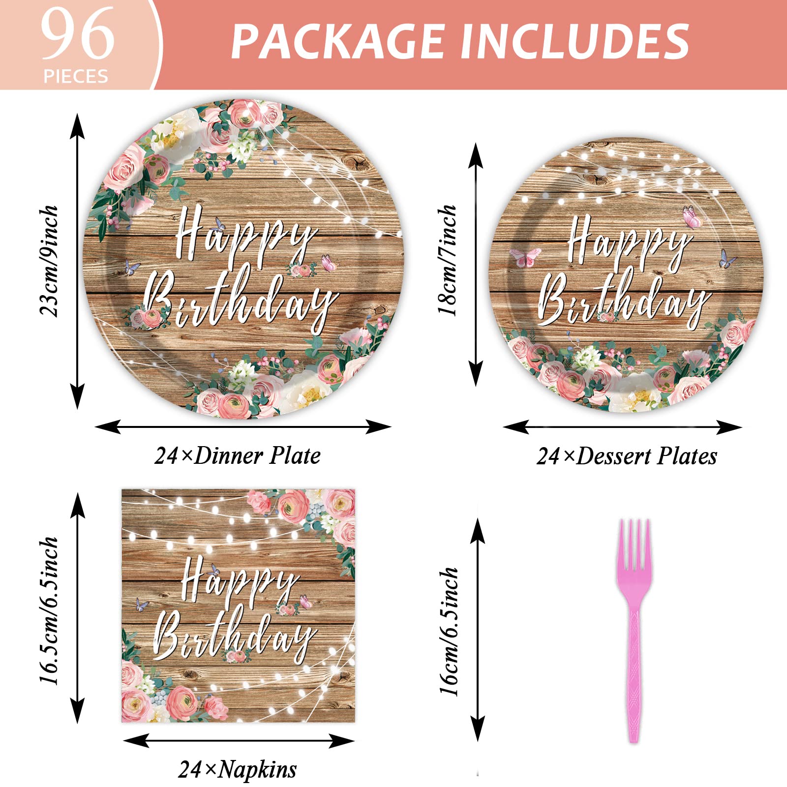 Tevxj wood-grain floral 7-inch plates ideal for appetizers and desserts.