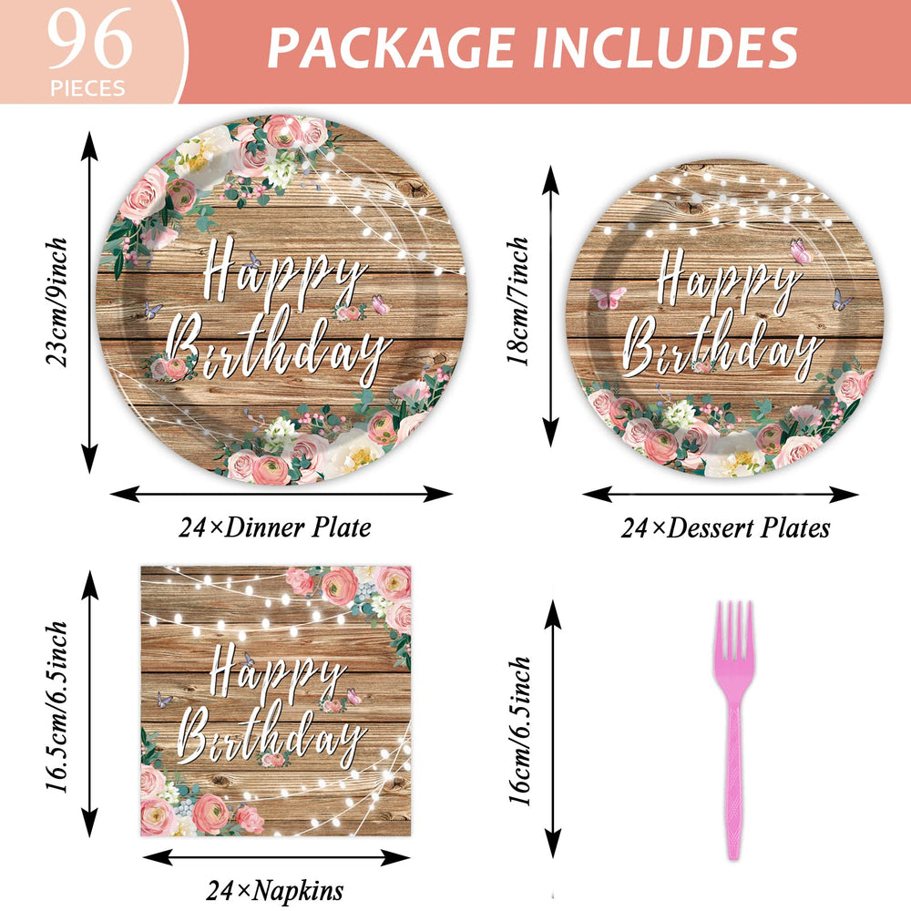 Tevxj wood-grain floral 7-inch plates ideal for appetizers and desserts.