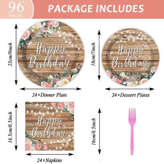 Tevxj wood-grain floral 7-inch plates ideal for appetizers and desserts.