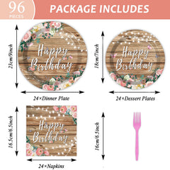 Tevxj wood-grain floral 7-inch plates ideal for appetizers and desserts.