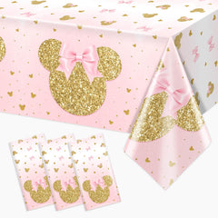 Tewess 3-piece pink mouse tablecloth pack for quick party setup.