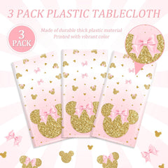Tewess waterproof pink mouse tablecloth resists stains during celebrations.