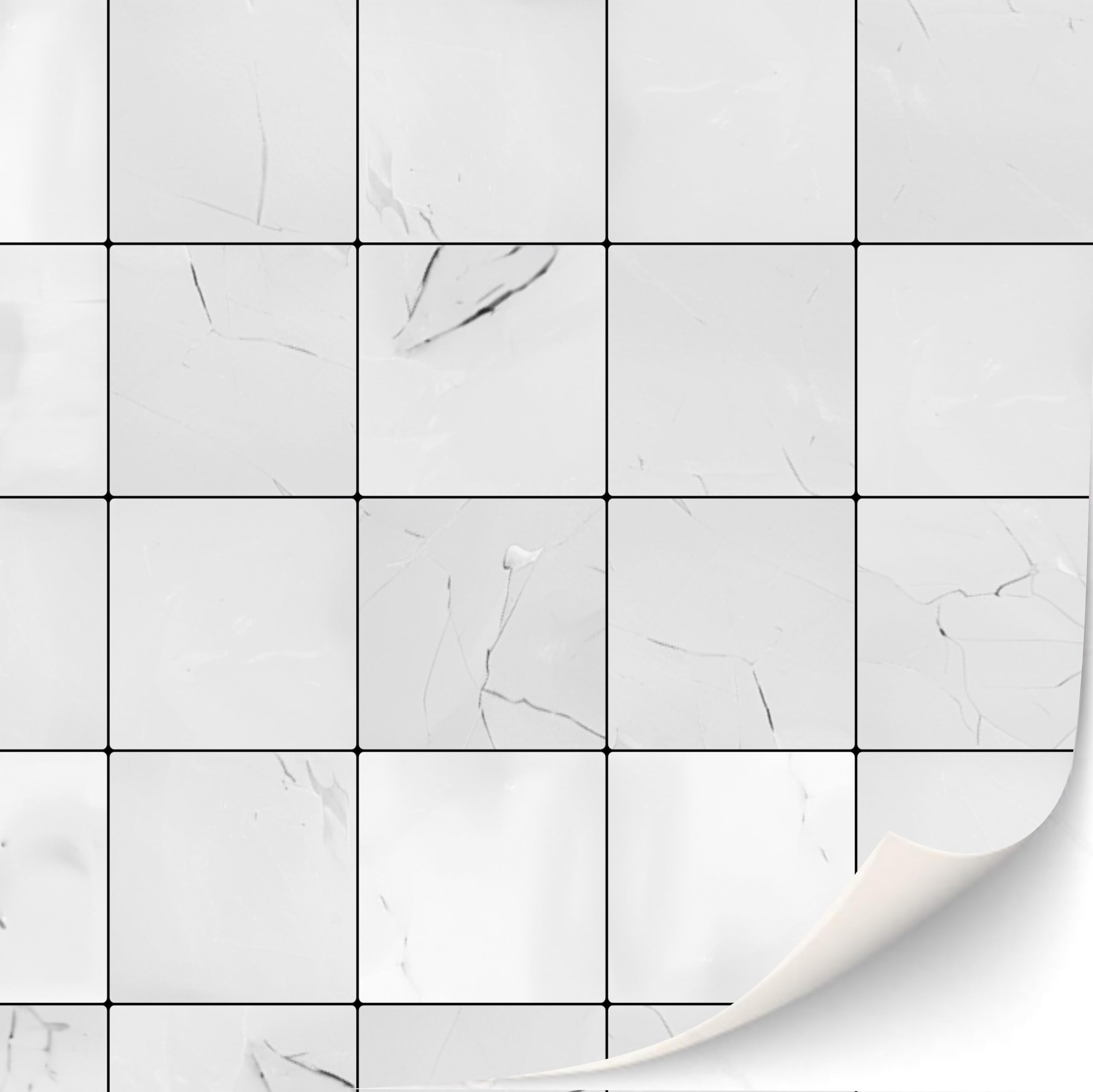 TexturKontor dollhouse tiles with white squares and adhesive backing for quick setup.