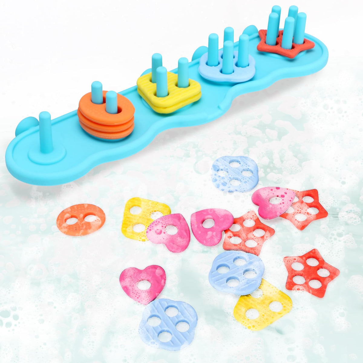 Texviko baby bath toy set with foam pieces floats for tactile play