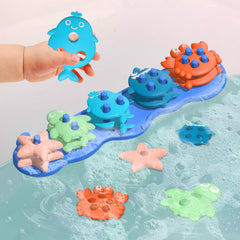 Texviko suction board with vibrant bath toys for stable stacking and play