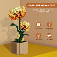 Texxxian Botanicals yellow chrysanthemum office decor on a clean desk surface.
