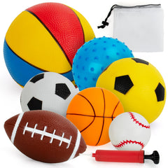 teytoy balls for toddlers 7-pack set, colorful foam toys for active play