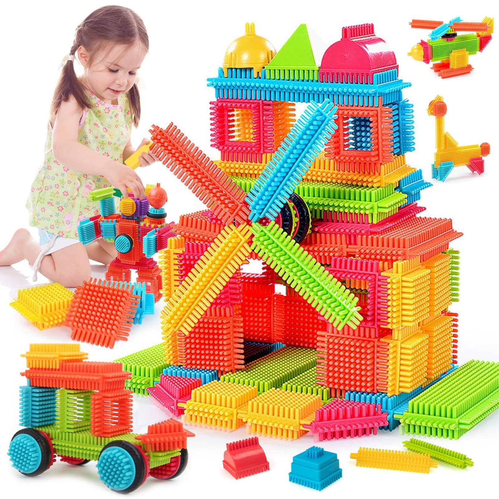 Teytoy Bristle Shape Blocks car for imaginative play and fine motor coordination.