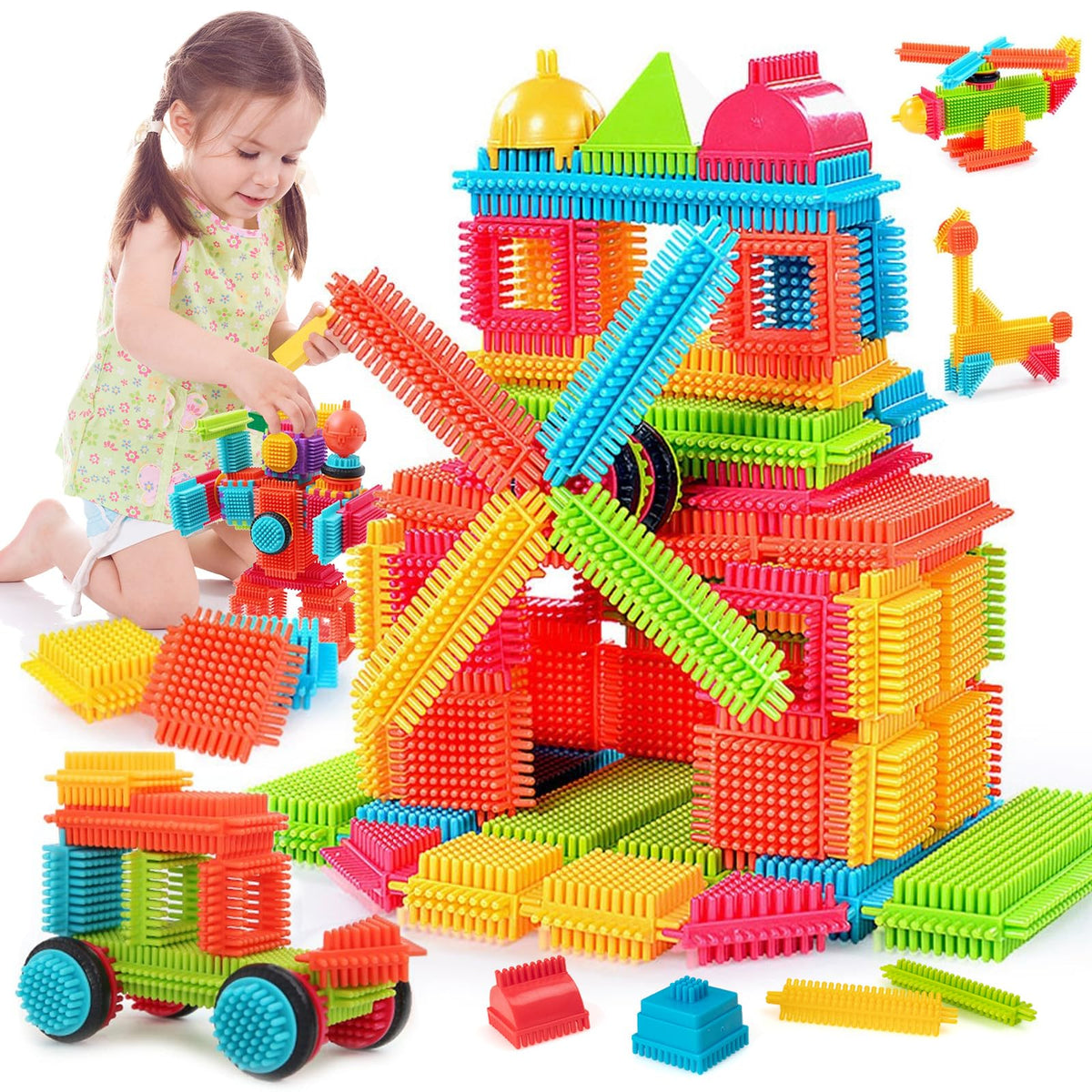 Teytoy Bristle Shape Blocks car for imaginative play and fine motor coordination.