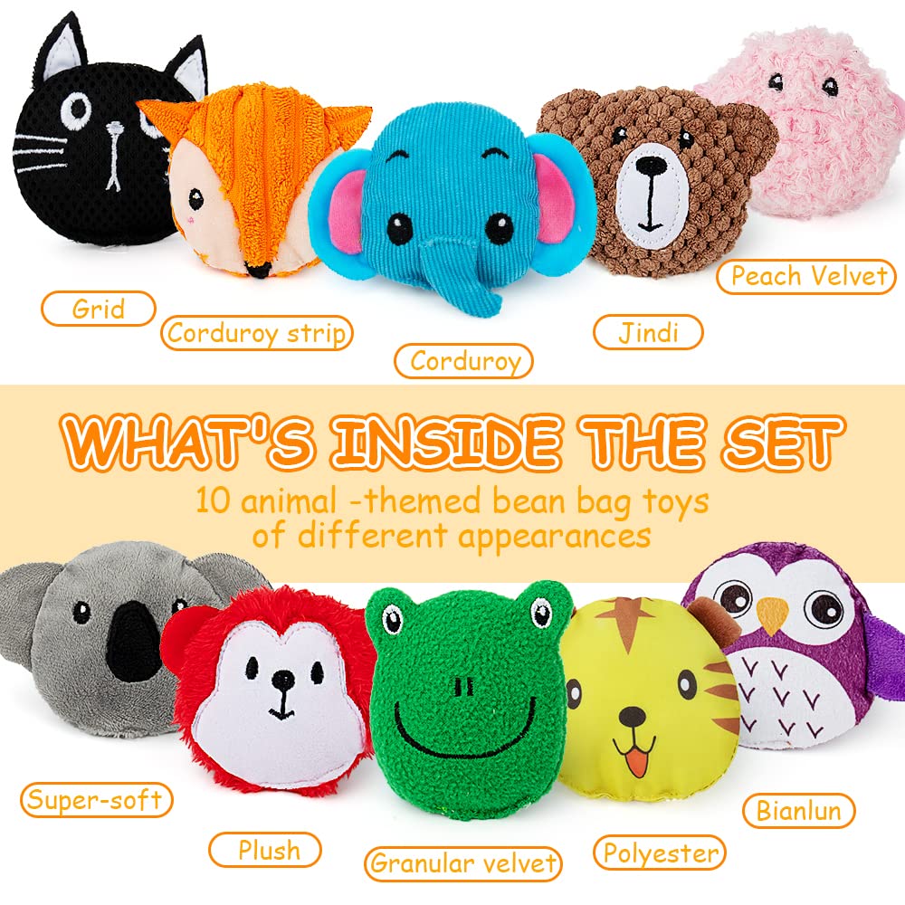 Teytoy cat texture sensory bean bag encourages hands-on exploration and color awareness.