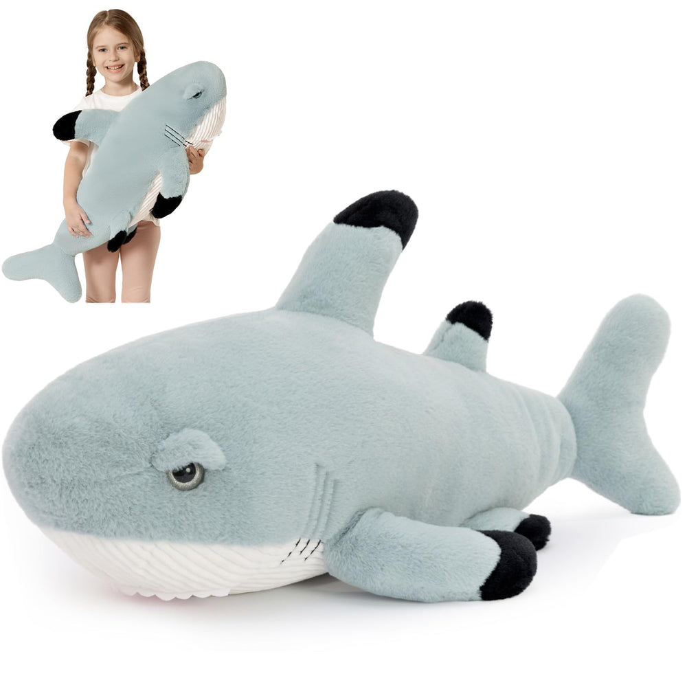 Tezituor 32inch great white shark plush with lifelike face for imaginative play