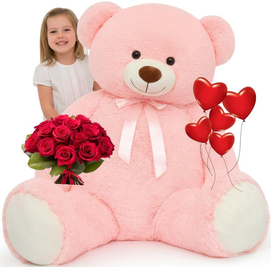 Tezituor 59-inch pink teddy bear front view offers a warm, huggable presence.