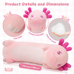 Tezituor 39.5-inch axolotl body pillow supports relaxed sitting.