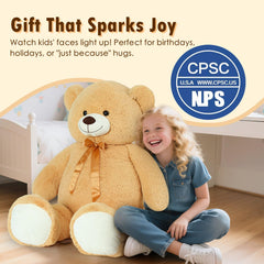 Tezituor brown teddy bear with satin ribbon adds charm.