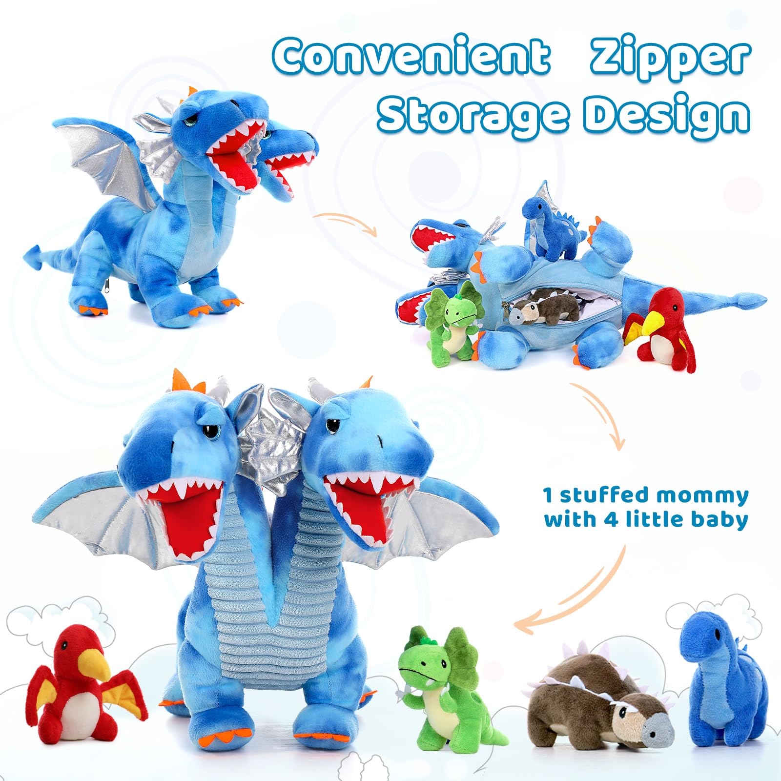 Tezituor tanystropheus baby dinosaur plush inside dragon set