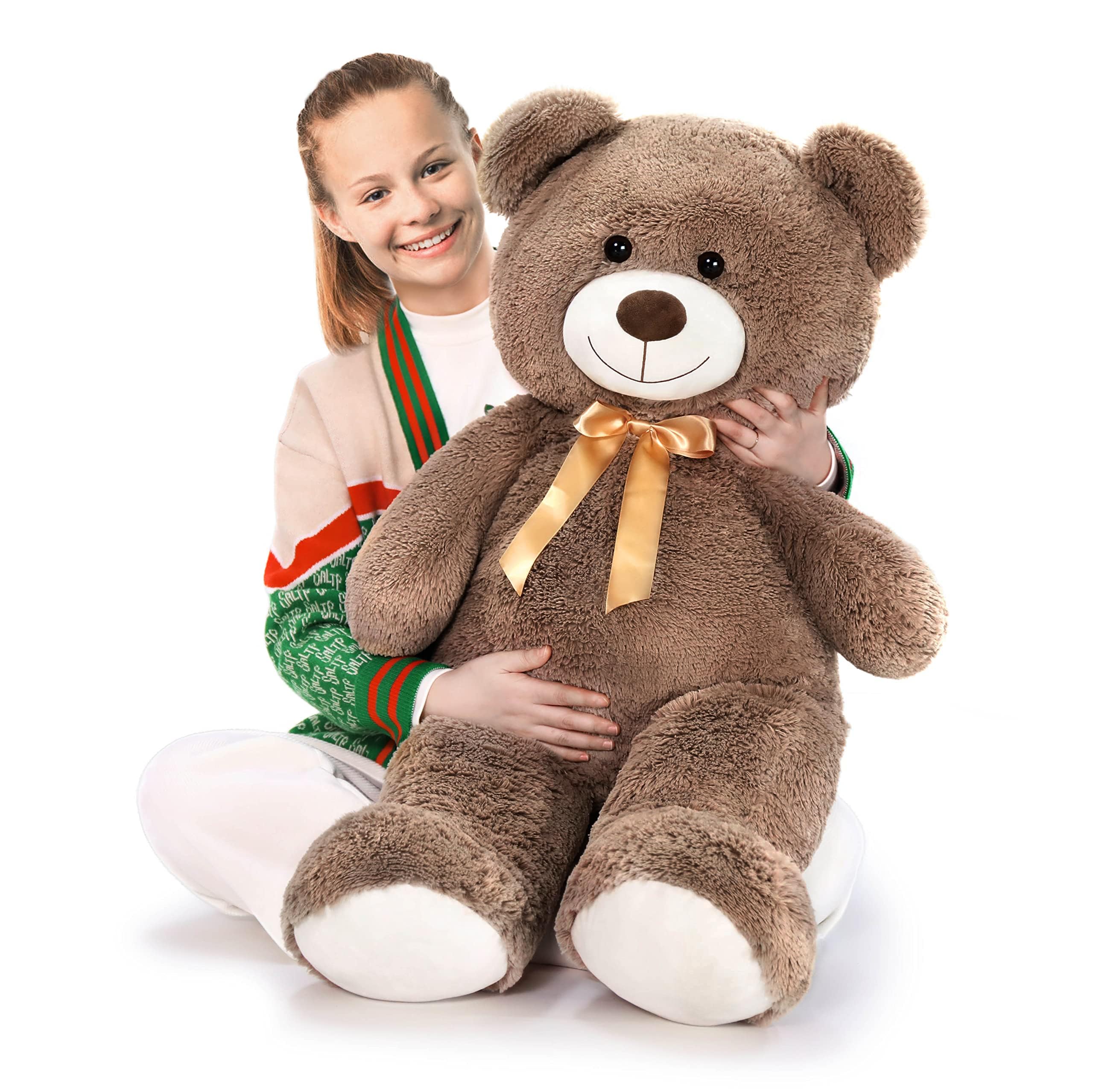 Tezituor teddy bear with embedded eyes and stitched nose safety features.