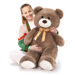 Tezituor teddy bear with embedded eyes and stitched nose safety features.