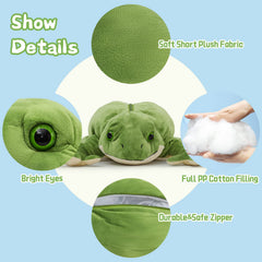 Realistic frog face with bright eyes enhances storytelling and imagination.