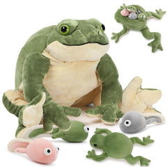 Tezituor giant mommy frog with back zipper reveals four babies for imaginative play.