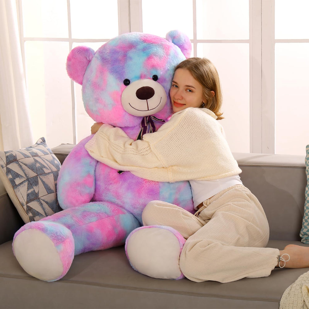Tezituor giant rainbow purple teddy, playful statement for kids' rooms.
