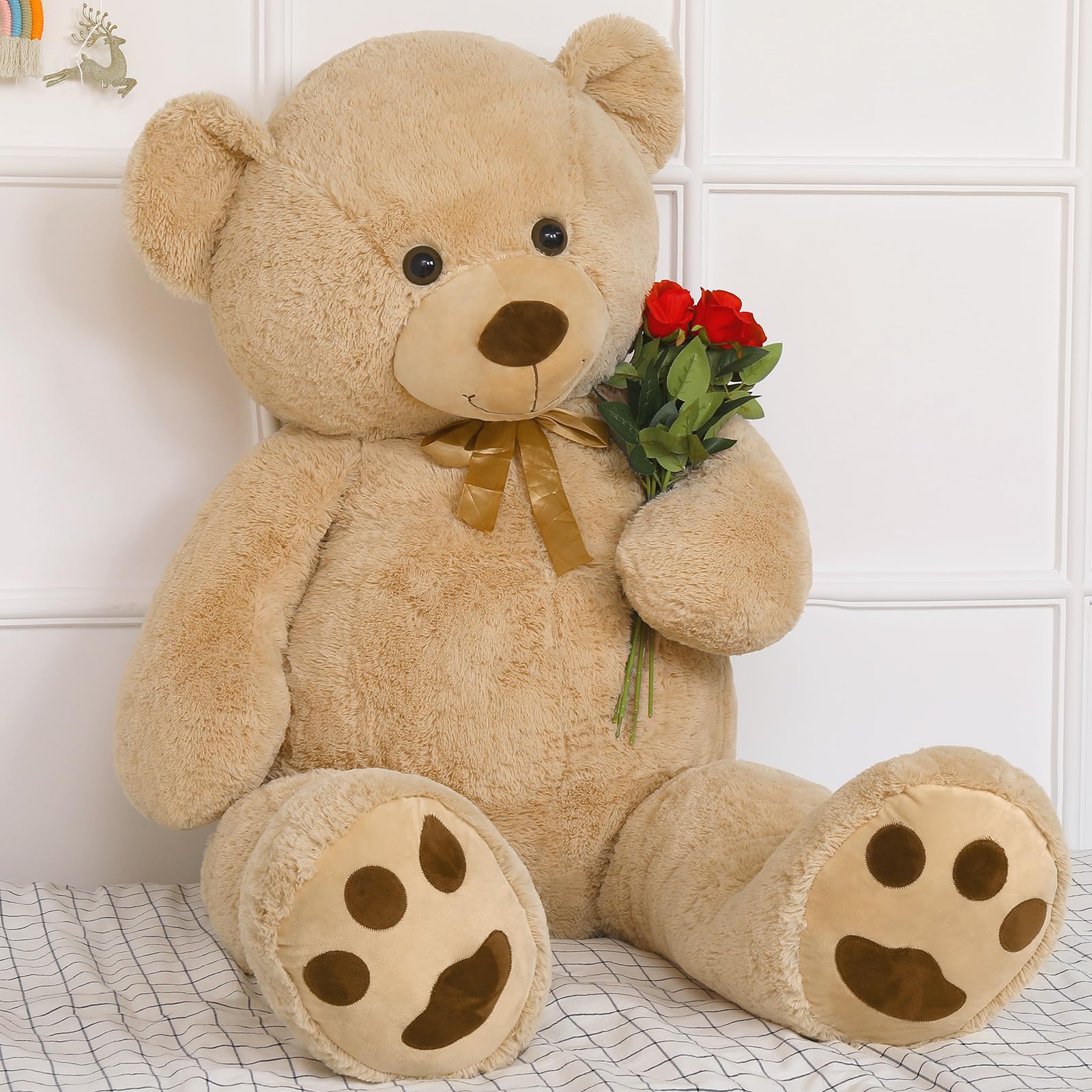 Tezituor giant teddy bear in bedroom setup, cozy centerpiece for cuddles