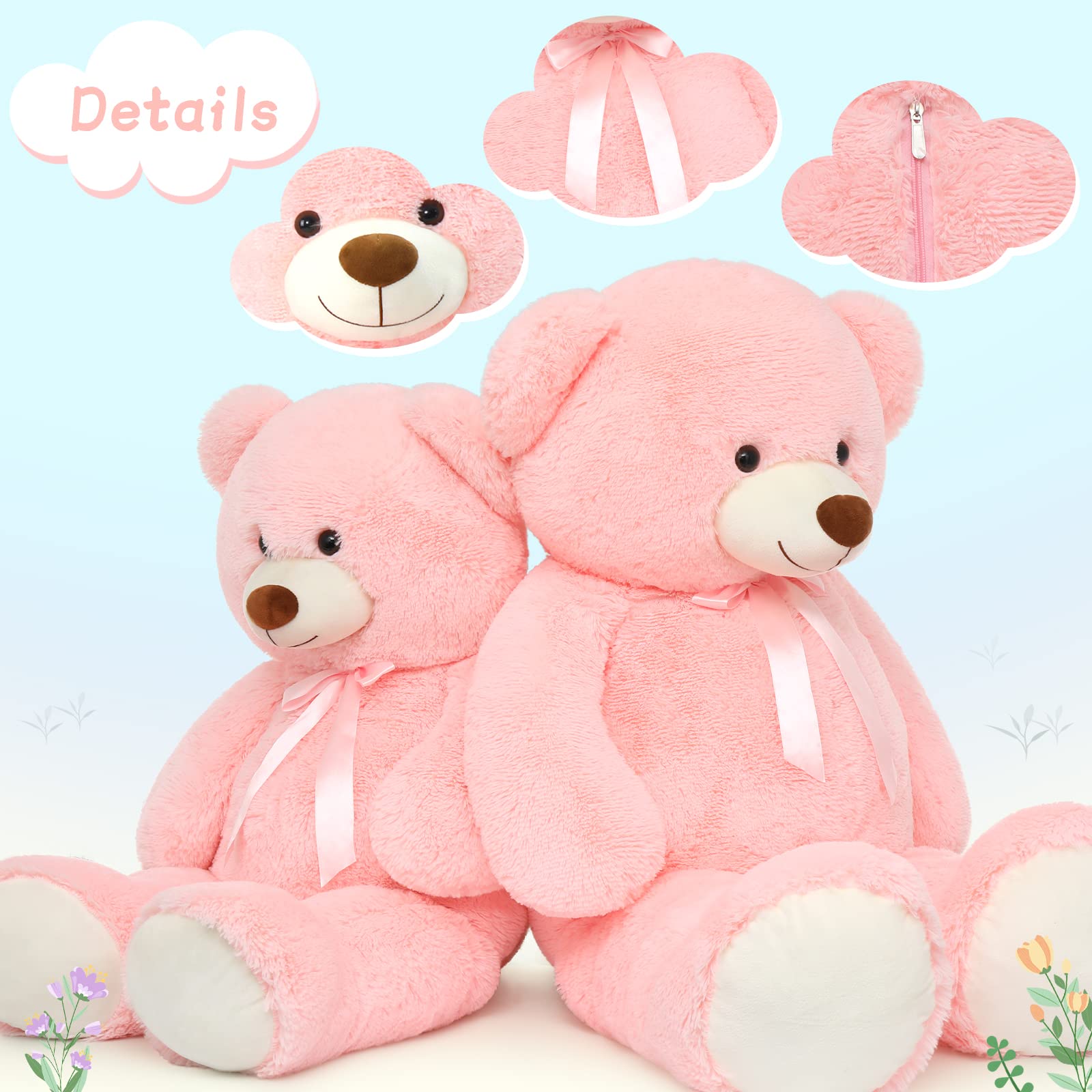 Tezituor large teddy bear in a cozy bedroom setup for decor.