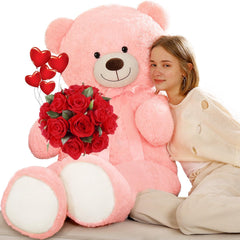 Tezituor giant pink teddy bear front view for cozy room decor and hugs.