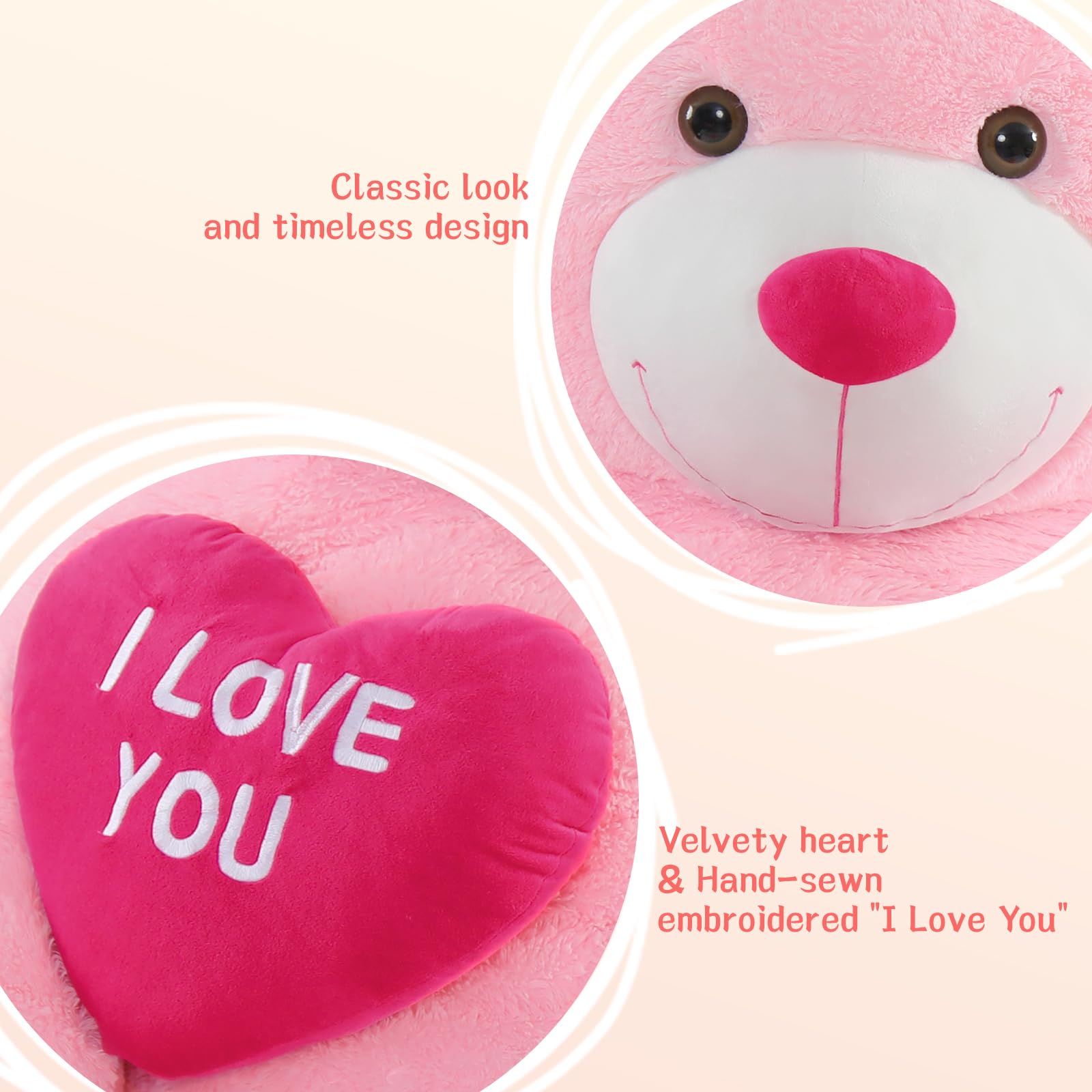 Tezituor giant teddy with red heart detail emphasizing affection