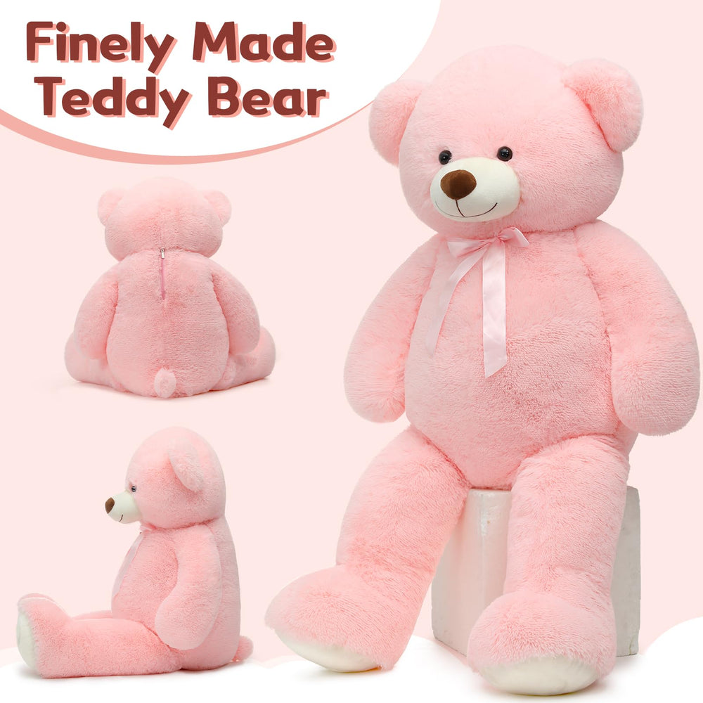 Tezituor pink giant teddy bear vacuum-pack packaging shown before fluffing.