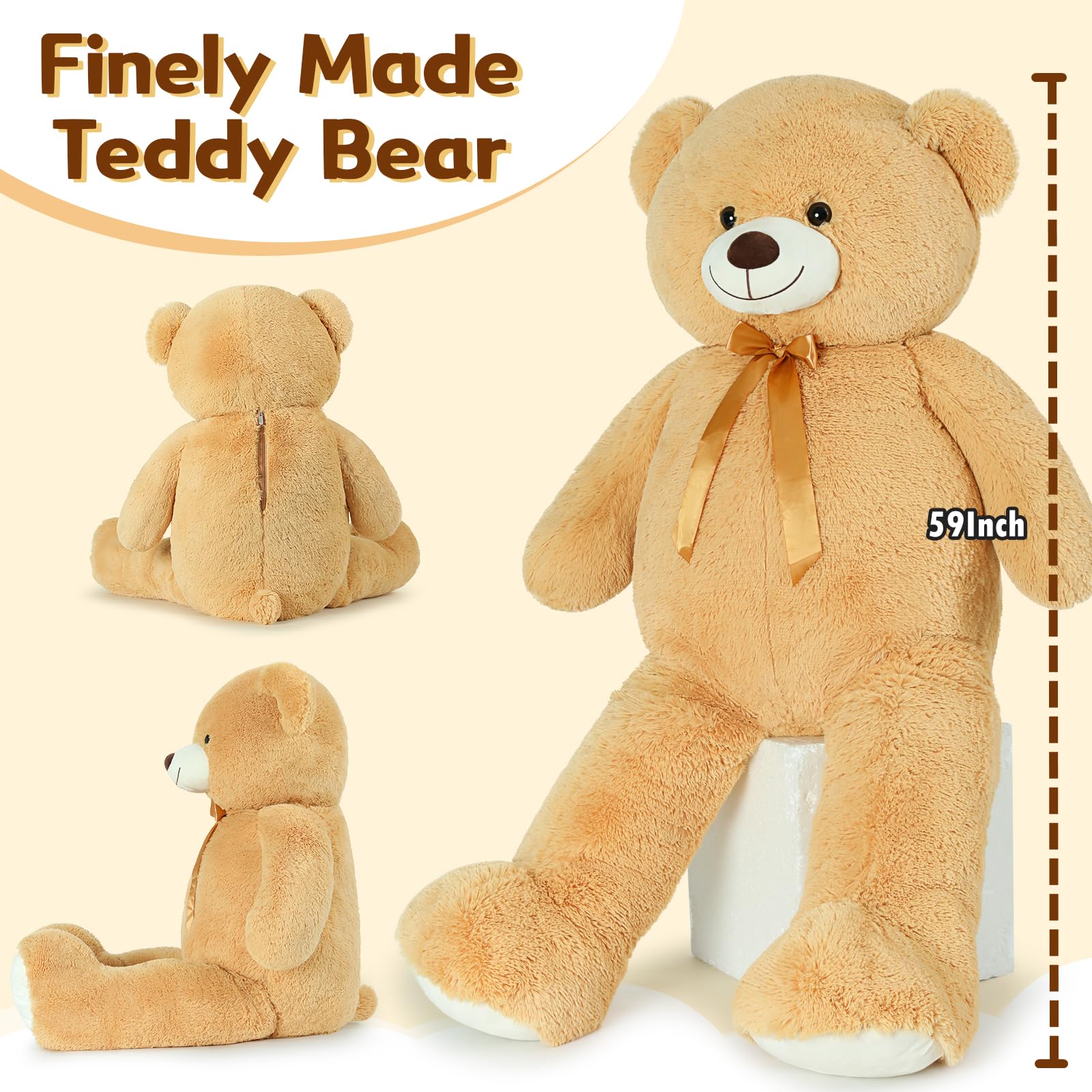 Tezituor bear back zipper design enables easy cotton removal for washing.