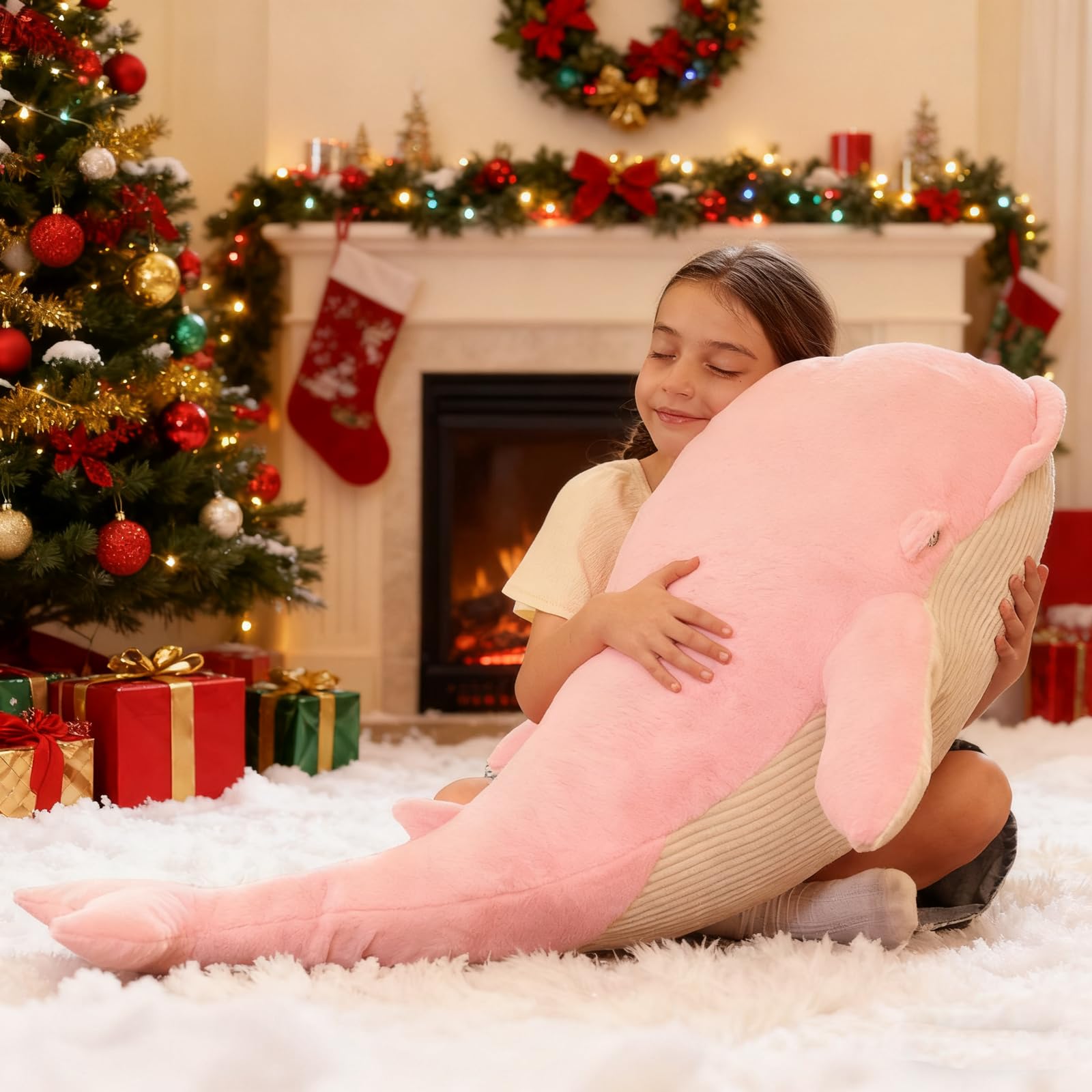 Tezituor giant whale plush decor on sofa or bed