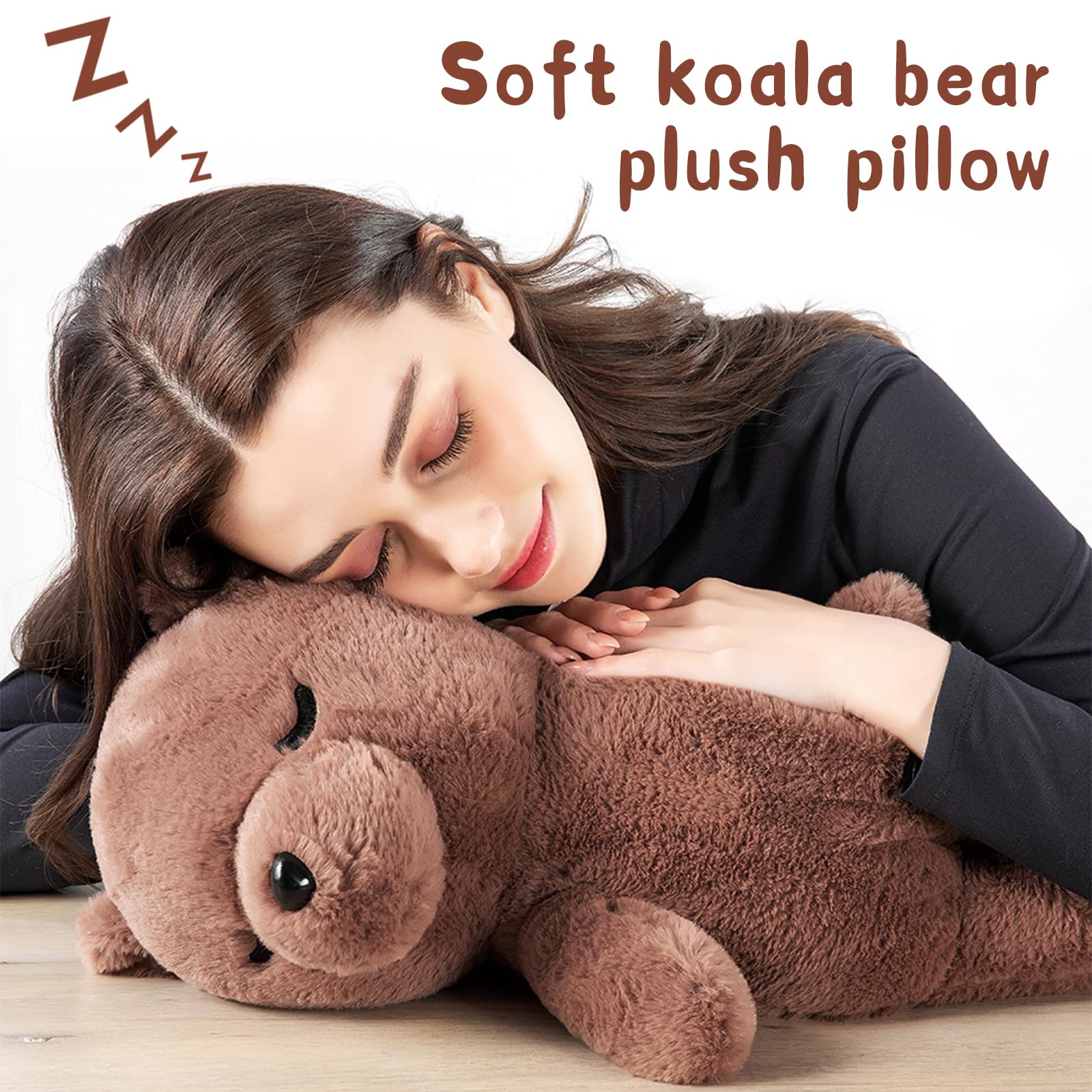Tezituor koala 20-inch plush decorative pillow, soft support for lounging.