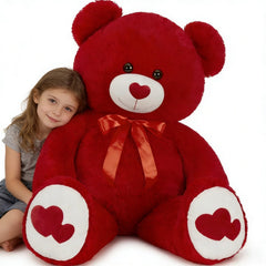 Tezituor 47-inch large teddy bear with red heart for dramatic gifting and cuddling.